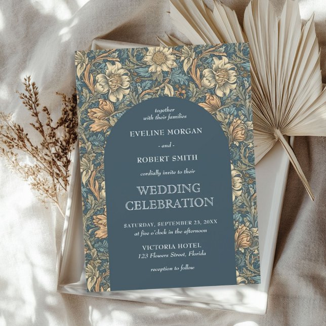 Elegant pastel blue ivory floral Art Nouveau Invitation (Elegant pastel blue ivory floral Art Nouveau Invitation)