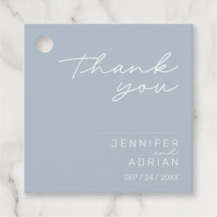 Elegant Pastel Blue Minimal Thank You Wedding  Favour Tags