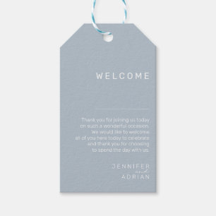 Elegant Pastel Blue Minimal Wedding Welcome Gift Tags