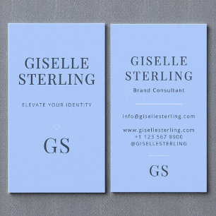 Elegant Pastel Blue Simple Minimal Monogram Chic Business Card