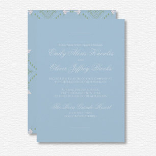 Elegant Pastel Blue Tone On Tone Diamond Wedding Invitation
