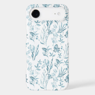Elegant pastel blue vintage butterfly floral