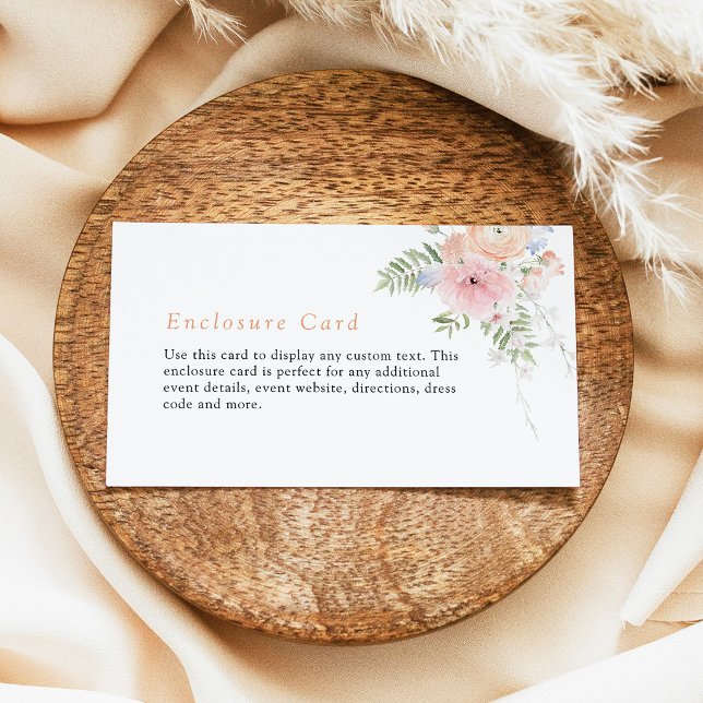Elegant Pastel Blush Floral Custom Enclosure Card (Creator Uploaded)