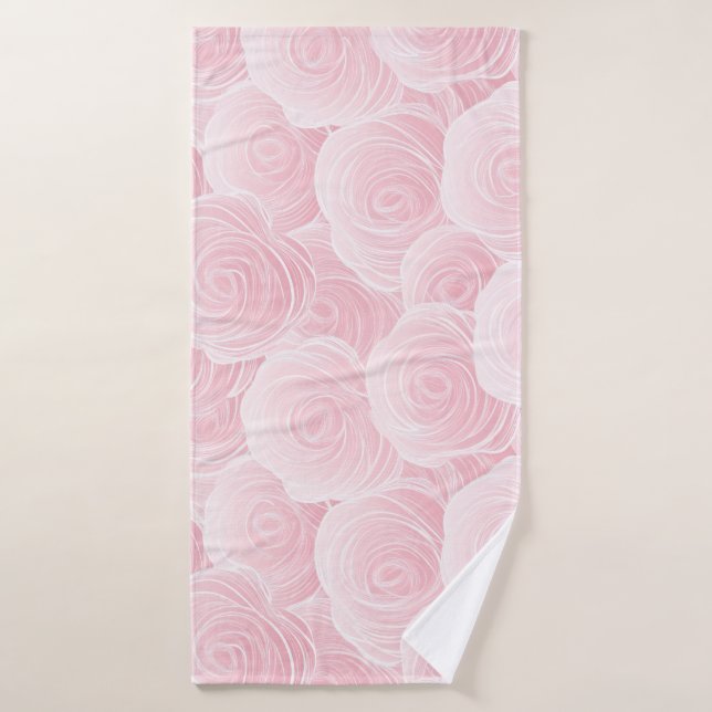 Elegant Pastel Blush Rose Wave Abstract Pattern Bath Towel (Bath Towel)