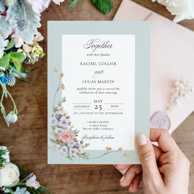 Elegant Pastel Boho Floral Calligraphy Invitation (Creator Uploaded)
