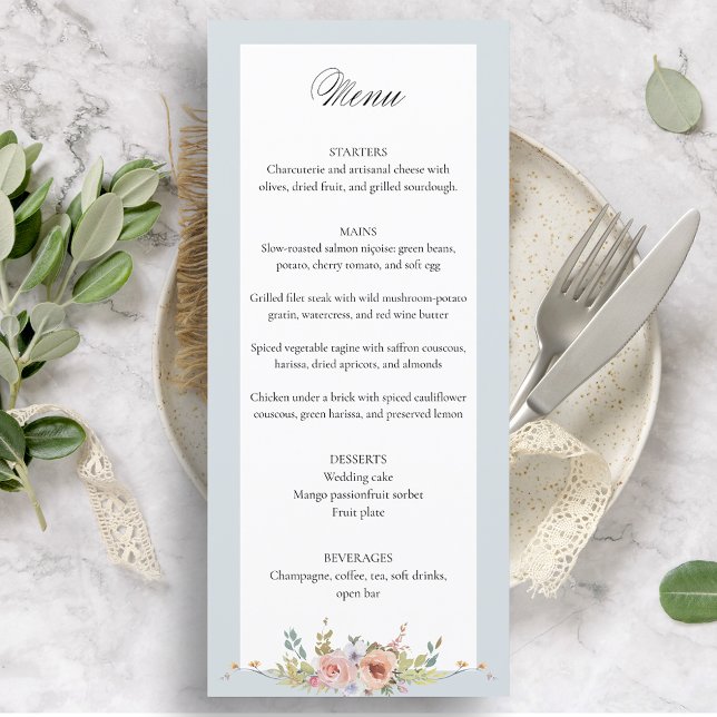 Elegant Pastel Boho Floral Calligraphy Menu (Creator Uploaded)