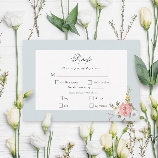 Elegant Pastel Boho Floral Calligraphy RSVP Card (Creator Uploaded)