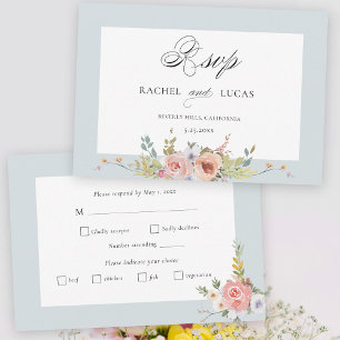 Elegant Pastel Boho Floral Calligraphy RSVP Card