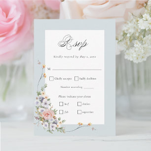 Elegant Pastel Boho Floral Calligraphy RSVP Card
