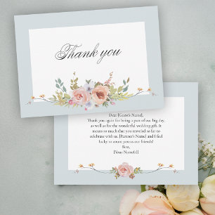 Elegant Pastel Boho Floral Calligraphy Thank You Card