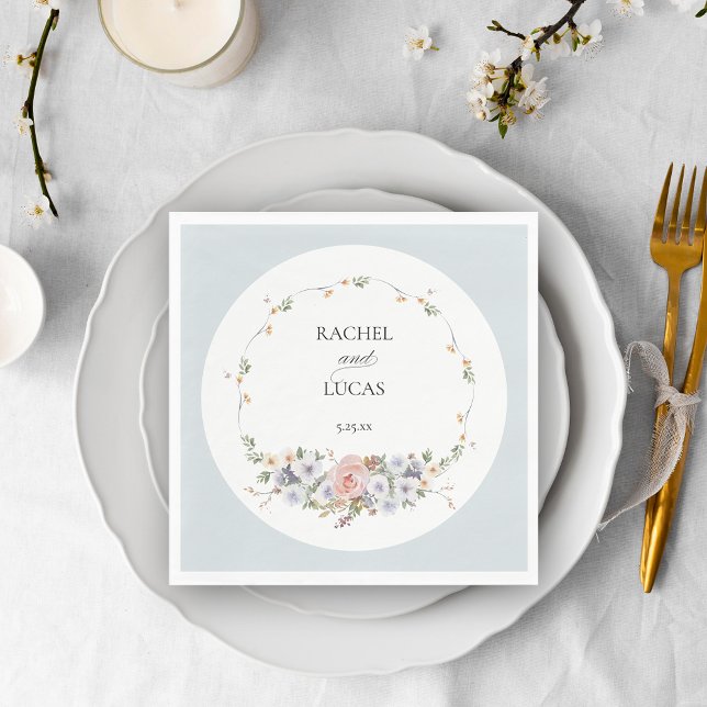 Elegant Pastel Boho Watercolor Floral Napkin (Creator Uploaded)
