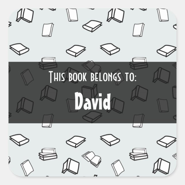 Elegant Pastel Books Pattern Personalised  Square Sticker (Front)