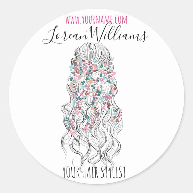 Elegant Pastel Bride Wavy Hair Styling Floral  Classic Round Sticker (Front)