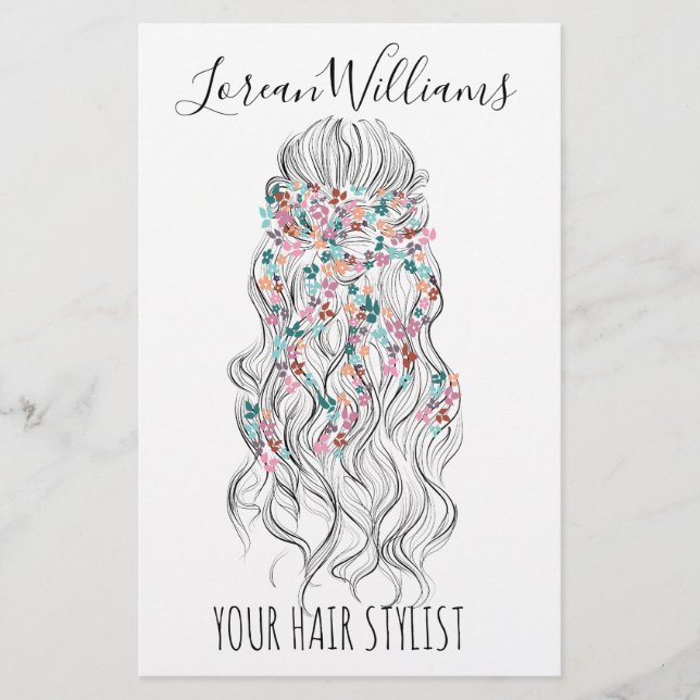 Elegant Pastel Bride Wavy Hair Styling Floral  Flyer (Front)