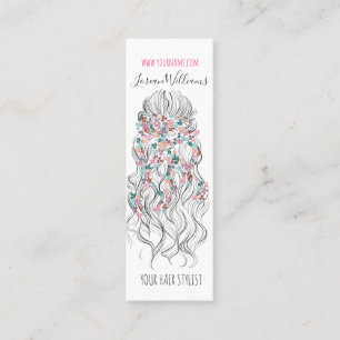 Elegant Pastel Bride Wavy Hair Styling Floral  Mini Business Card