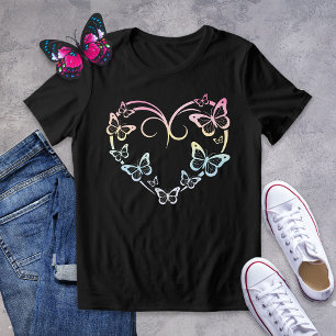 Elegant Pastel Butterfly Heart Shirt