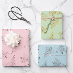 Elegant pastel Christmas tree pattern  Wrapping Paper Sheet