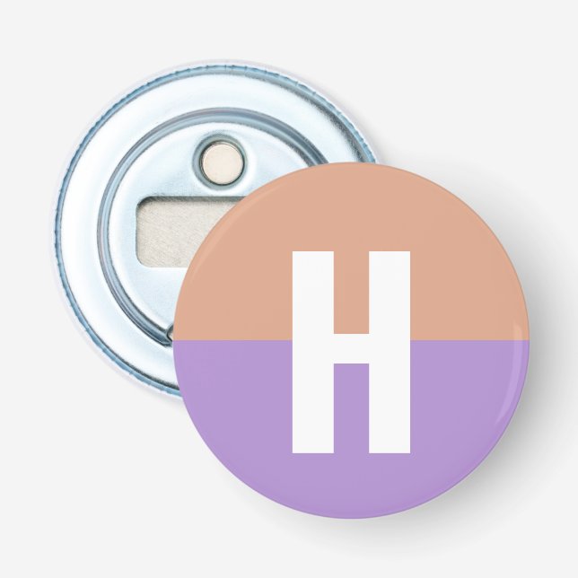 Elegant Pastel Colorblock Monogram Initial Letter Bottle Opener (Front)