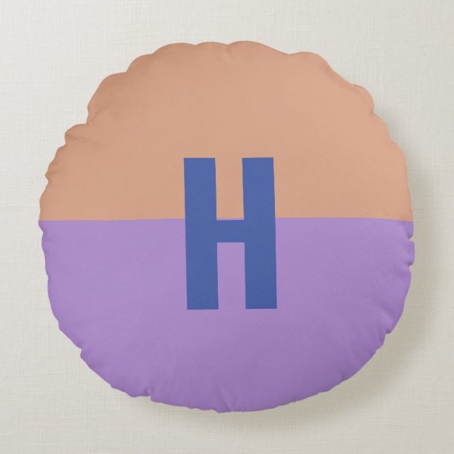 Elegant Pastel Colorblock Monogram Initial Letter Round Cushion (Front)