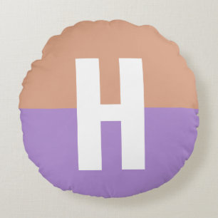 Elegant Pastel Colorblock Monogram Initial Letter Round Cushion
