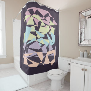 elegant pastel colour block geometric triangles shower curtain