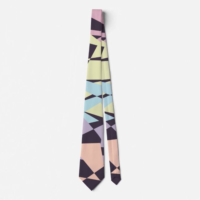 elegant pastel colour block geometric triangles tie (Front)