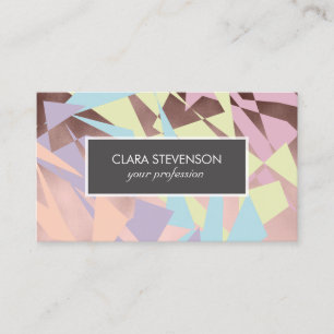 elegant pastel colour block rose gold geometric business card