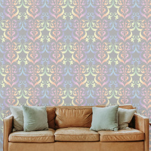 Elegant Pastel Coloured Stylised Damask Wallpaper