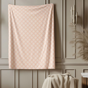 Elegant Pastel Coral Plaid Checkered Tartan Fleece Blanket