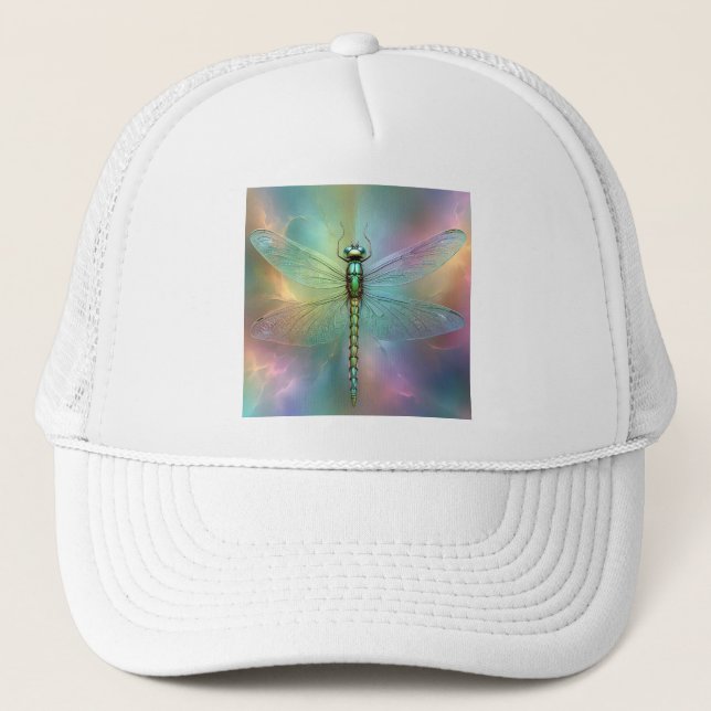 Elegant Pastel Dragonfly Fractal Art, Trucker Hat (Front)
