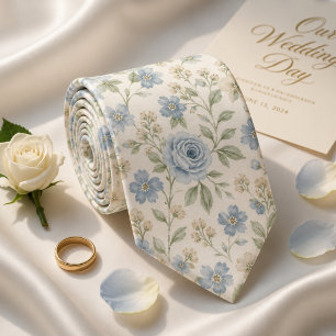 Elegant Pastel Dusty Blue Wedding Tie