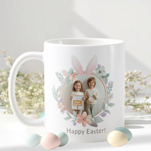 Elegant Pastel Easter Photo Mug Bunny Frame