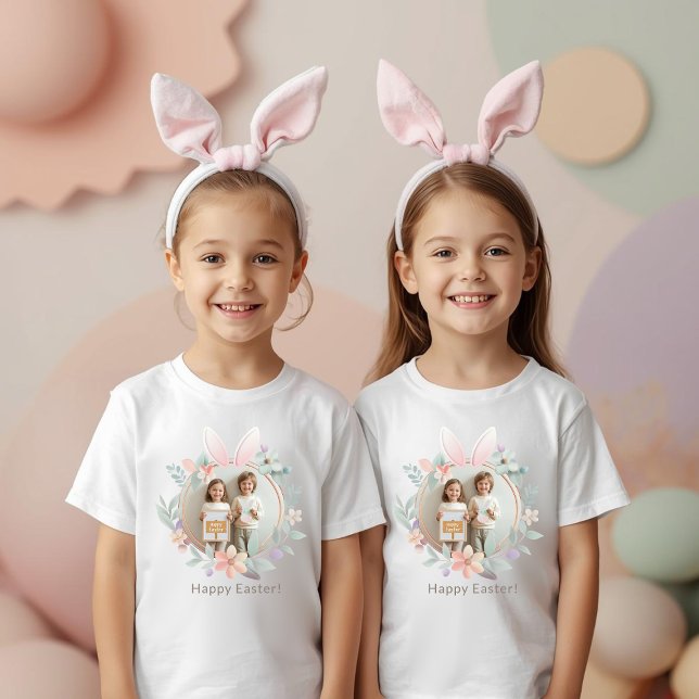 Elegant Pastel Easter Photo T-Shirt for Kids (Creator Uploaded)