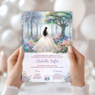 Elegant Pastel Enchanted Forest Quinceañera Invitation
