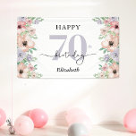 Elegant Pastel Floral 70th Birthday Party Banner<br><div class="desc">Say "Happy Birthday" in style with this elegant 70th birthday party banner featuring soft pastel watercolor flowers framing the sides. The design combines modern typography with modern calligraphy,  creating a refined and stylish look—perfect for celebrating a special woman’s milestone birthday.</div>