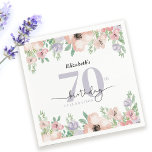 Elegant Pastel Floral 70th Birthday Party Napkin<br><div class="desc">This elegant 70th birthday paper napkin features soft pastel watercolor flowers framing the top and bottom. The design combines modern typography with modern calligraphy,  creating a refined and stylish look—perfect for celebrating a special woman’s milestone birthday.</div>