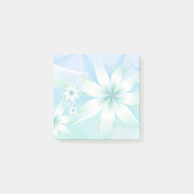 Elegant Pastel Floral Abstract | White Blue Green Post-it Notes (Front)