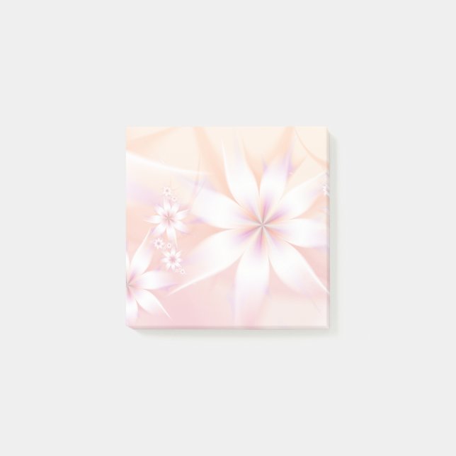 Elegant Pastel Floral Abstract | White Coral Peach Post-it Notes (Front)