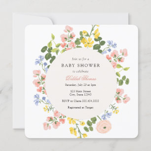 Elegant Pastel Floral Baby Shower Invitation