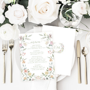 Elegant Pastel Floral Bohemian Wedding Menu