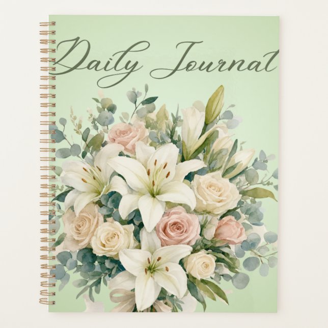 | Elegant Pastel Floral Bouquet & Botanical  Planner (Front)