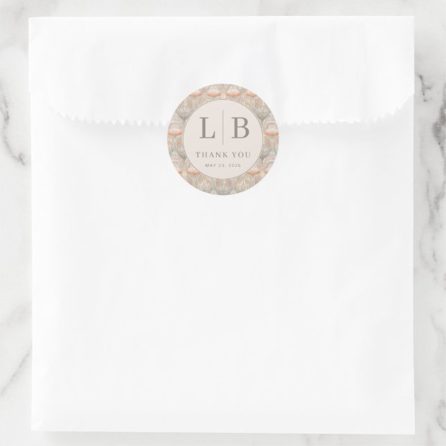 Elegant Pastel Floral Classic Round Sticker (Bag)