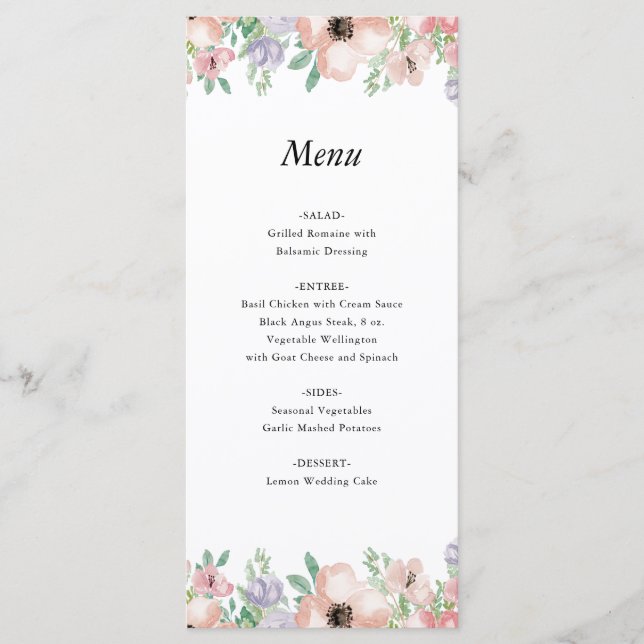 Elegant Pastel Floral Event Menu (Front)