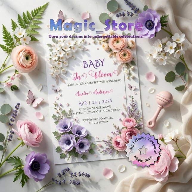 Elegant Pastel Floral Garden Baby In Bloom Invitation (Creator Uploaded)