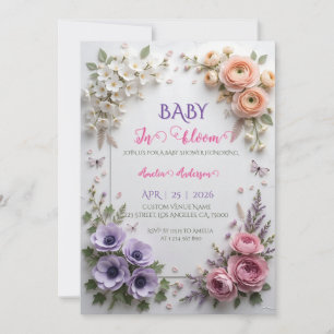 Elegant Pastel Floral Garden Baby In Bloom Invitation