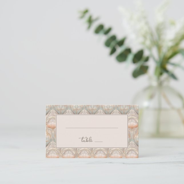 Elegant Pastel Floral Grid Place Card (Standing Front)