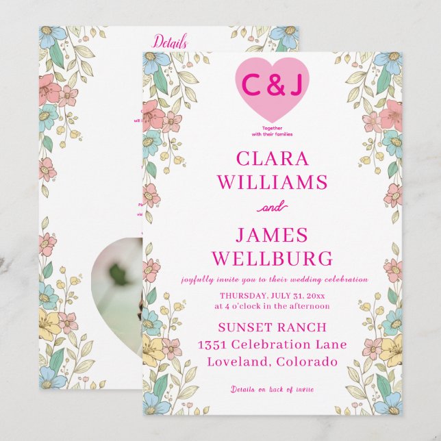 Elegant Pastel Floral Invitation Template (Front/Back)