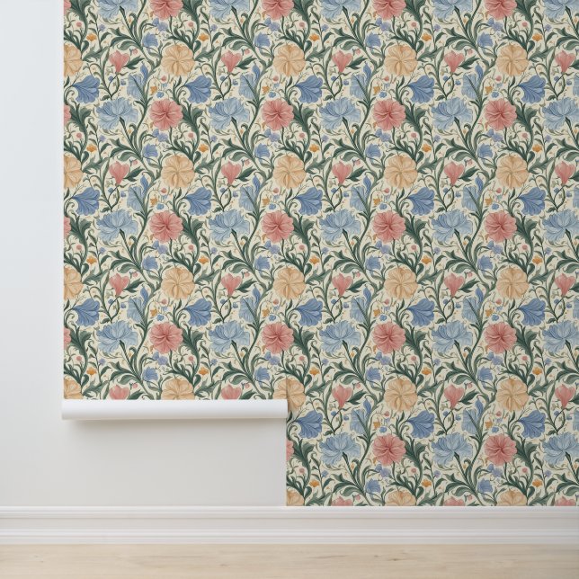 Elegant Pastel Floral Pattern Wallpaper (Application)