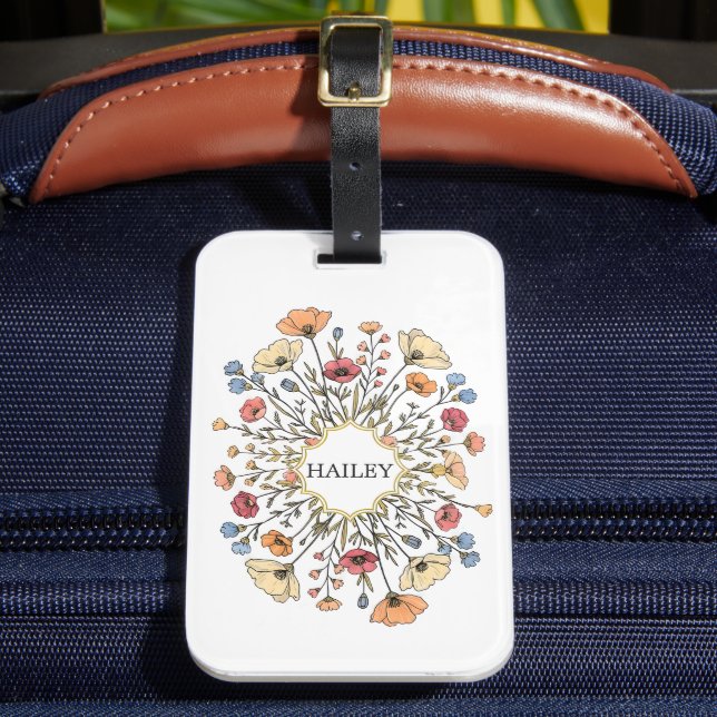 Elegant Pastel Floral Personalized Luggage Tag (Front Insitu 2)
