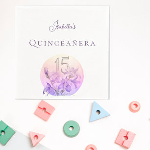 Elegant Pastel Floral Quinceanera Party Napkin